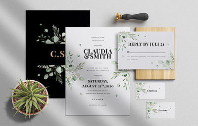 Eucalyptus Wedding Invitation Suite card design diy elegant feminine invitation invitation set invitations invite minimal modern wedding card wedding invitation