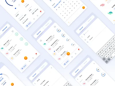 Financial Goals Management App Screens application branding creative design financial financial app fintech app illustration logo marketing ui ui design ux vector