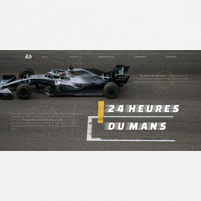 Concept of racing -Le Mans 24- design landing landing page lemans main page minimal racing ui ux web website