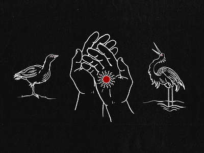 Nene, Hands, and Crane illustration procreate