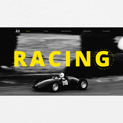 Concept of racing -Le Mans 24- design landing landing page lemans main page minimal racing ui ux web website