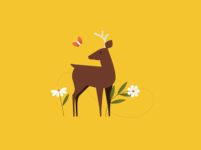 is it spring yet animal butterfly deer deer illustration floral flower seasons spring springtime