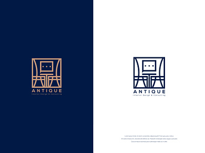 Antique - Interior design & consulting business chair clean consultant consulting decor design estate flat graphicdesign home illustration interior logo logonew logos logotype minimalist property vector