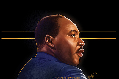 The Reverend Pastor Martin Luther King Jr. annamaria ward digital art digital painting editorial illustration illustration illustrator portrait