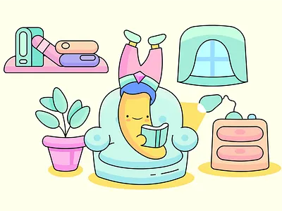 Cute banana reading a book banana book books cozy leaf