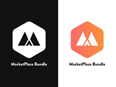 Marketplace Bundle Logo badge black bundle logo design logo m m icon m letter m logo m monogram marketplace orange pixelnx text ui vector white