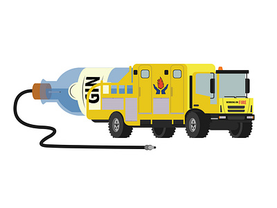 Bushfire firetruck with some GIN on the back branding design firetruck flat gin illustration illustrator vector