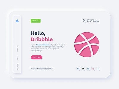 Debut shot | Skeumorphic branding clean ui debut shot design first shot gradients hello dribbble illustration inspiration minimal neuomorphism portfolio design product designer shadow skeumorphic ui website