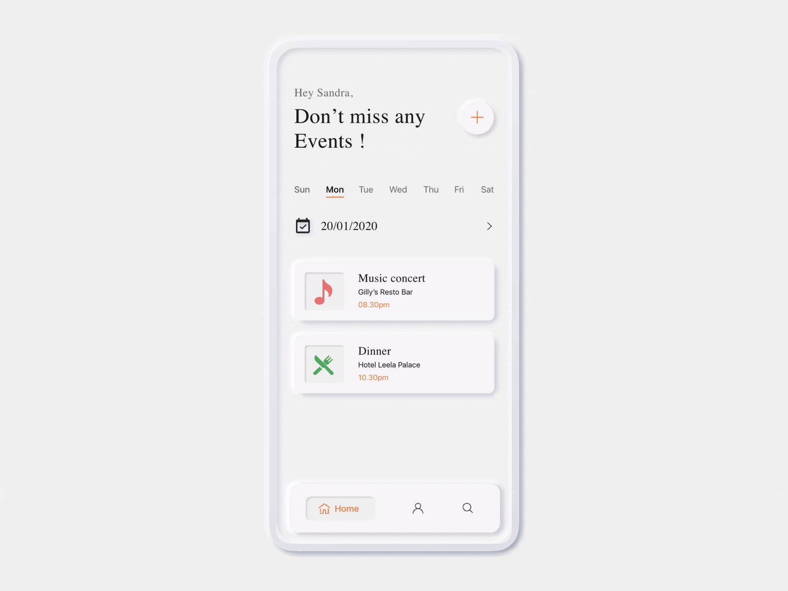 Neumorphism Event Reminder / Skeuomorphism 2020 trend adobe animation calendar colors flinto interaction interface ios minimal mobile mobile ui neomorphism neumorphic neumorphism reminder skeuomorphism ui animation ui interaction white