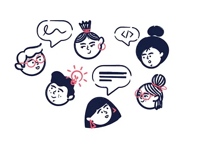 Talking heads 2d affinity designer charakters design flat heads idea illustration learn line linear talk vector work