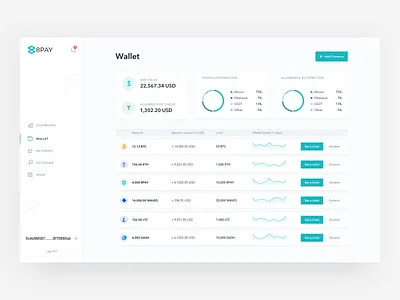 8PAY | Wallet application dashboard banking website blockchain protocol integration charts graphs create subscription crypto payment platform cryptocurrency wallet digital currencies transactions payment app product design revolut stripe gumroad virtual currency