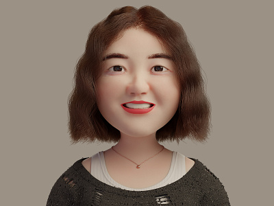 Chubby Cheeks-Girl 3d avatar character curly hair design girl necklace portrait smile sweater tank top