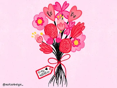 Valentines Bouquet art calligraphy design digital art digital painting floral art floral pattern hand lettering illustration modern calligraphy procreate valentines valentines day card valentinesday