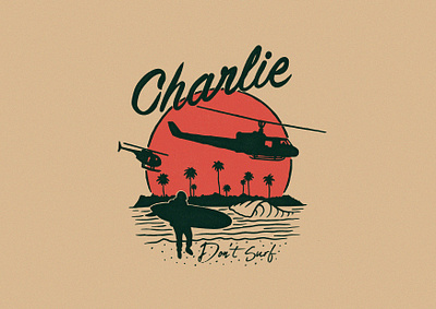 Charlie don't surf! aircav airmobile illustration logo retro retro logo surf surf logo surfing vietnam vintage vintage logo