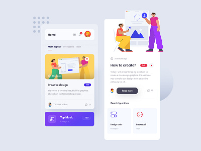 Blog Mobile Concept articles blog card colours concept design flat grid illustration landing page loading minimal minimalist mobile mobile ui typography ui ux