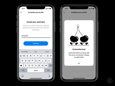Connection lost account adobe illustrator cc app banking design dialog error interface ios message mobile profile sign up sketch ui ux