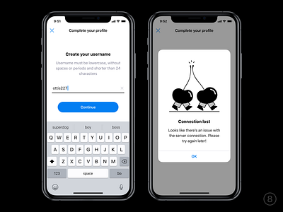 Connection lost account adobe illustrator cc app banking design dialog error interface ios message mobile profile sign up sketch ui ux