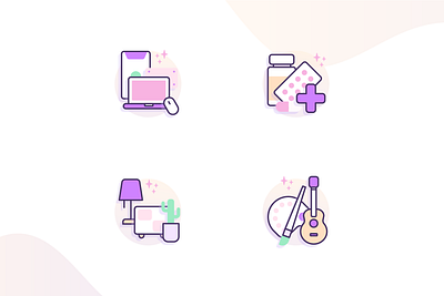 Ecommerce Illustration icon app art brush clean computer flat furniture gadget guitar hobby icon icon set lamp medicine ui web