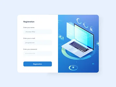 Registration form account design form mail registration ui user interface website