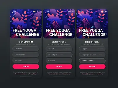 #Design for #DailyUi #Day001 #SinUp app button design buttons dark dark app dark theme dark ui form register register form registration registration page sign sign up signup typography ui ux