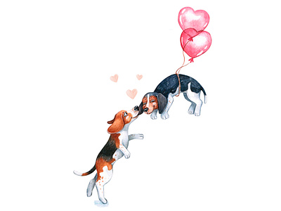 Beagles love animal art beagle cute dog draw drawing funny illustration love pets puppy watercolor