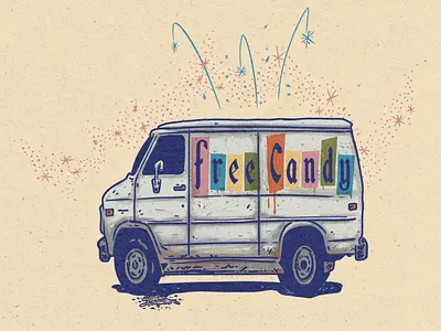 Free Candy candy disney drive fireworks free groomer illustration ok groomer rebrand van van down by the river
