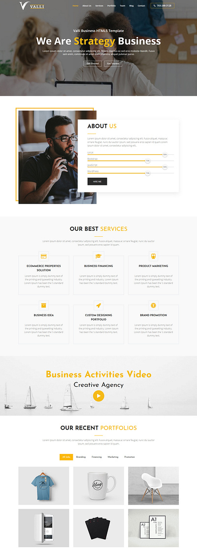 Valli - Corporate and Business One Page Responsive HTML Template bootstrap clean corporate creative css3 html5 modern onepage personal portfolio professional website