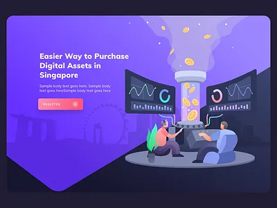 Illustrated hero image crypto currency hero image illustraion interaction design uiuxdesign vector illustration