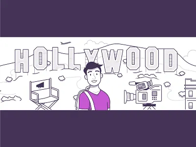 Hollywood Story - Blog Post backpack blog camera chair design hollywood illustraion illustrator post