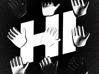 HI black white bw fingers grain hand hello hi