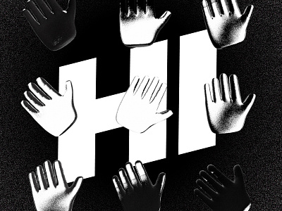 HI black white bw fingers grain hand hello hi