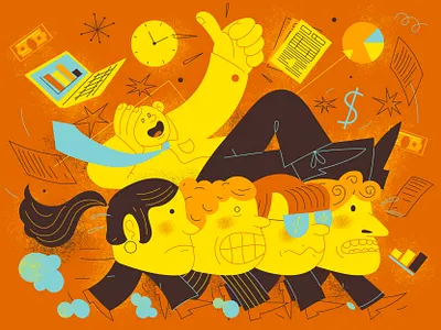 Teamwork 2020 abstract business character character design dollars heads illustraion infographic notebook office person team teamwork time ukraine vector work