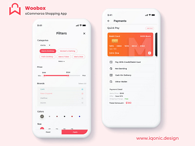 WooBox - WooCommerce Android App E-commerce Full Mobile App android app app app design branding design ecommerce app filter screens flutter ios app iqonicdesign payment screen design shop theme ui uidesign uiux woocommerce