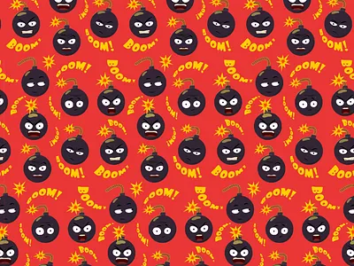 Boom! angry bomb boom fire illustration illustrator pattern red vector