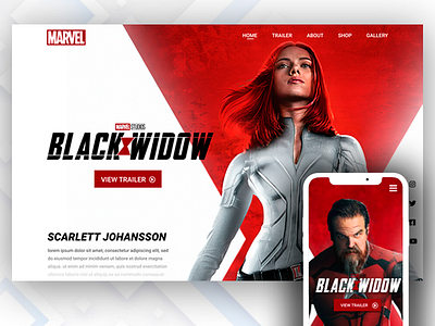 Black Widow - Landing Page Concept avengers black widow iphone x landing marvel ui ui web uidesign user interface ux web design web designer web developement wordpress