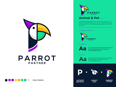 Animal & Pet animal bird logo branding dynamic logo icon parrot logo