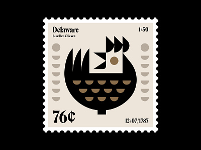 Delaware stamp updated bird chicken delaware hen icon illustration logo nature philatelist philately postage stamp stamp state bird symbol usps