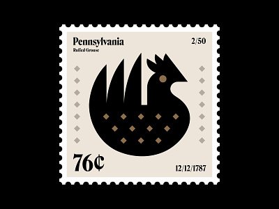 Pennsylvania stamp updated bird diamonds grouse icon illustration logo nature pennsylvania phila philatelic philately postage stamp ruffed grouse stamp symbol usps