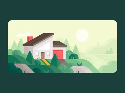 Credit Karma: Home Buying credit forest hills home house illustration karma lake landscape mortgage mountains sunset