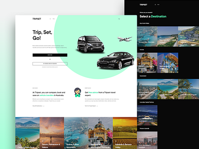 TRIPSET Website airport book booking car chauffeur gocatch holiday landing landing page minimal mint passenger plane rideshare taxi transfer travel web website wordpress