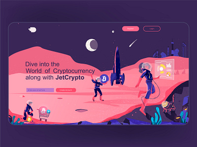 Cryptocurrency Website illustration adobe illustrator character flat illustration ui ux vector vectorillustration webdesign