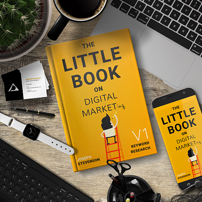 The Little Book On Digital Marketing book cover black book cover digital marketing ebook graphic design handwriting ladder marketing orange red vector