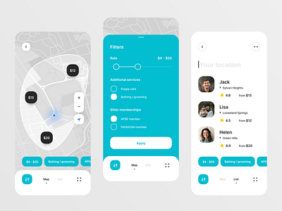 Pet sitters app clean color concept design interaction interface ios minimal mobile pet pets simple typography ui uiux ux