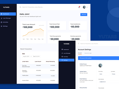 Yutars Dashboard app b2b company dashboard design experience modern ui uidesign userinterface ux uxui web website work