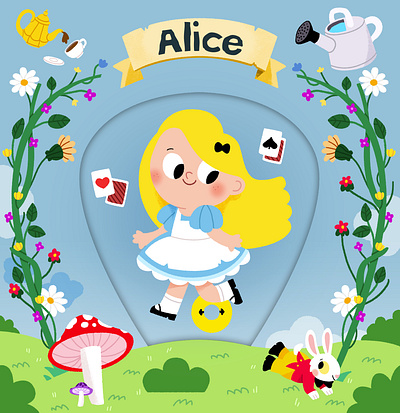 Alice animals character cute drawing fun illustration illustrator kids kidslit vector