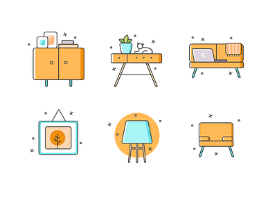 Free Furniture Icons Set dribbble first shot firstshot flat free freebie hello dribble hellodribbble icon illustration invite vector web