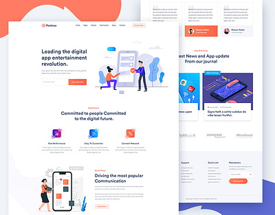 Pentrax – Creative App Landing Template HTML & PSD (Freebie) agency ajax app corporate design creative download free freebie html illustration landing landingpage