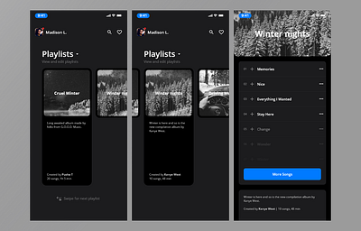 Music app app design ui ux web