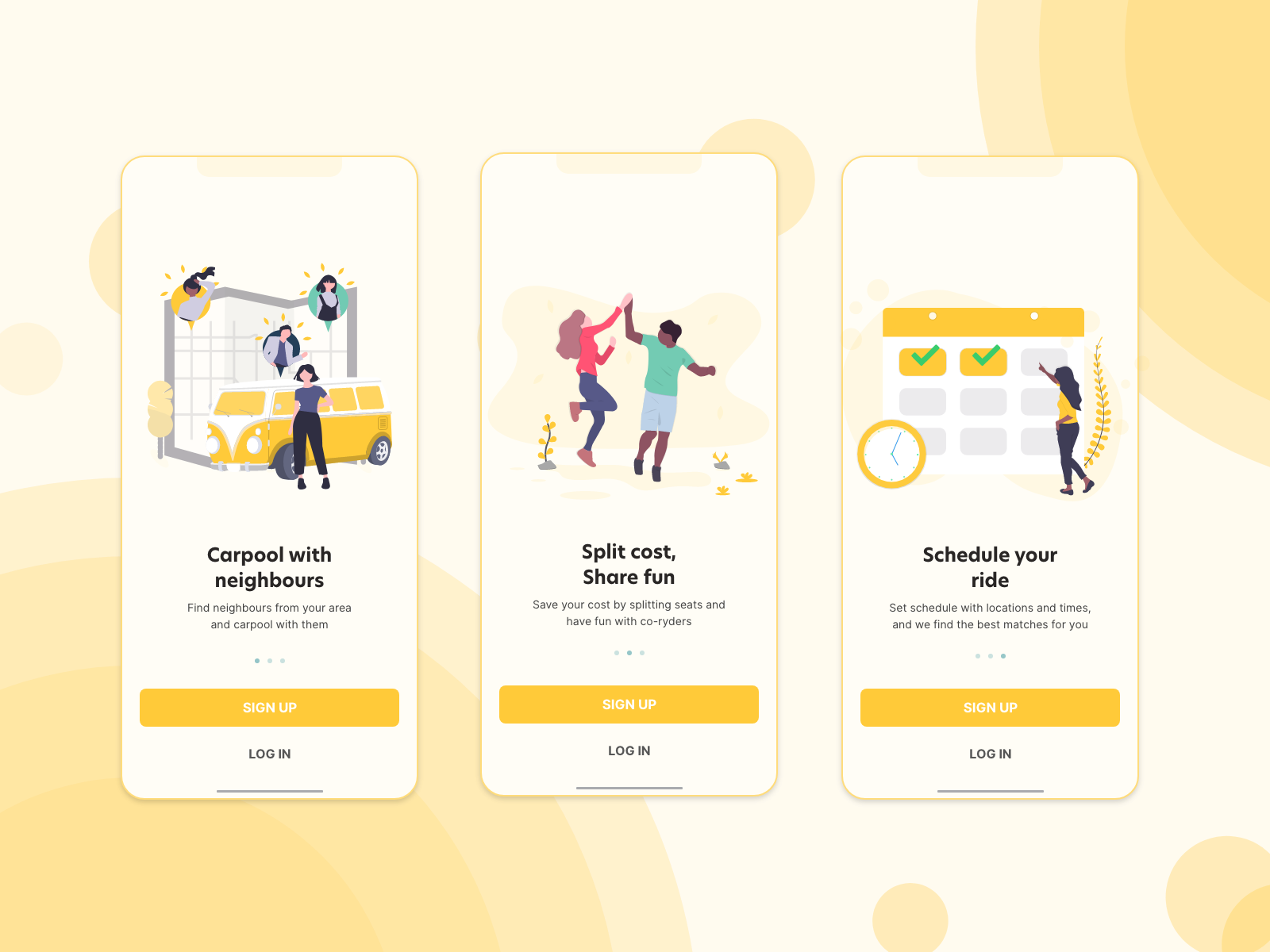 Example of Carpool application onboarding