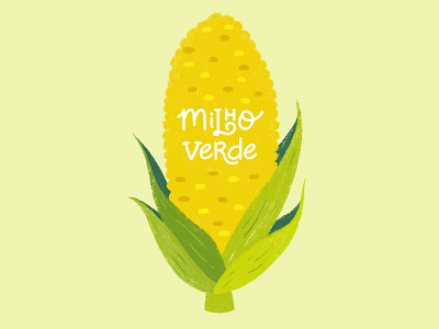 Corn illustration art branding colorful corn digital illustration flat food food and drink food illustration foodie green handletter ice cream illustration lettering minimal package package design popsicle simple